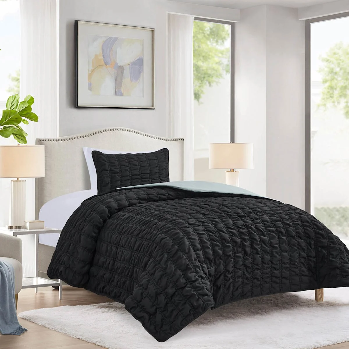 More Furniture Store 44 More Furniture Store -More Furniture Store 2 piece black channel microfiber quilt set twin twin