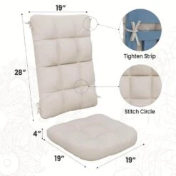 19 In. X 47 In. X 4 In. Outdoor Olefin Modern Tufted Adirondack Chair Cushion In Beige -More Furniture Store adirondack chair cushions aczkd beige 66 1000