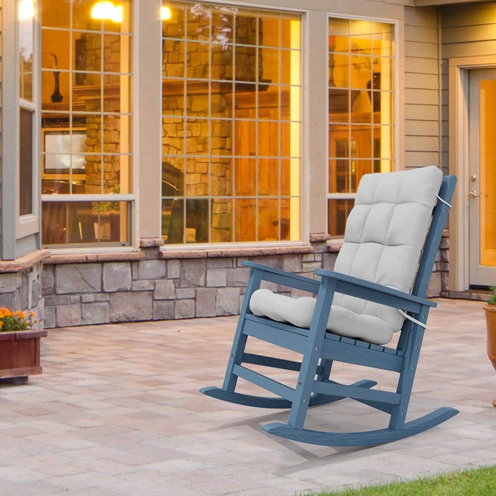 19 In. X 47 In. X 4 In. Outdoor Olefin Modern Tufted Adirondack Chair Cushion In Gray 2 19 In. X 47 In. X 4 In. Outdoor Olefin Modern Tufted Adirondack Chair Cushion In Gray - Image 2