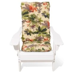 19 In. X 47 In. X 4 In. Outdoor Olefin Modern Tufted Adirondack Chair Cushion In Green Pattern -More Furniture Store adirondack chair cushions aczkd green 4f 1000