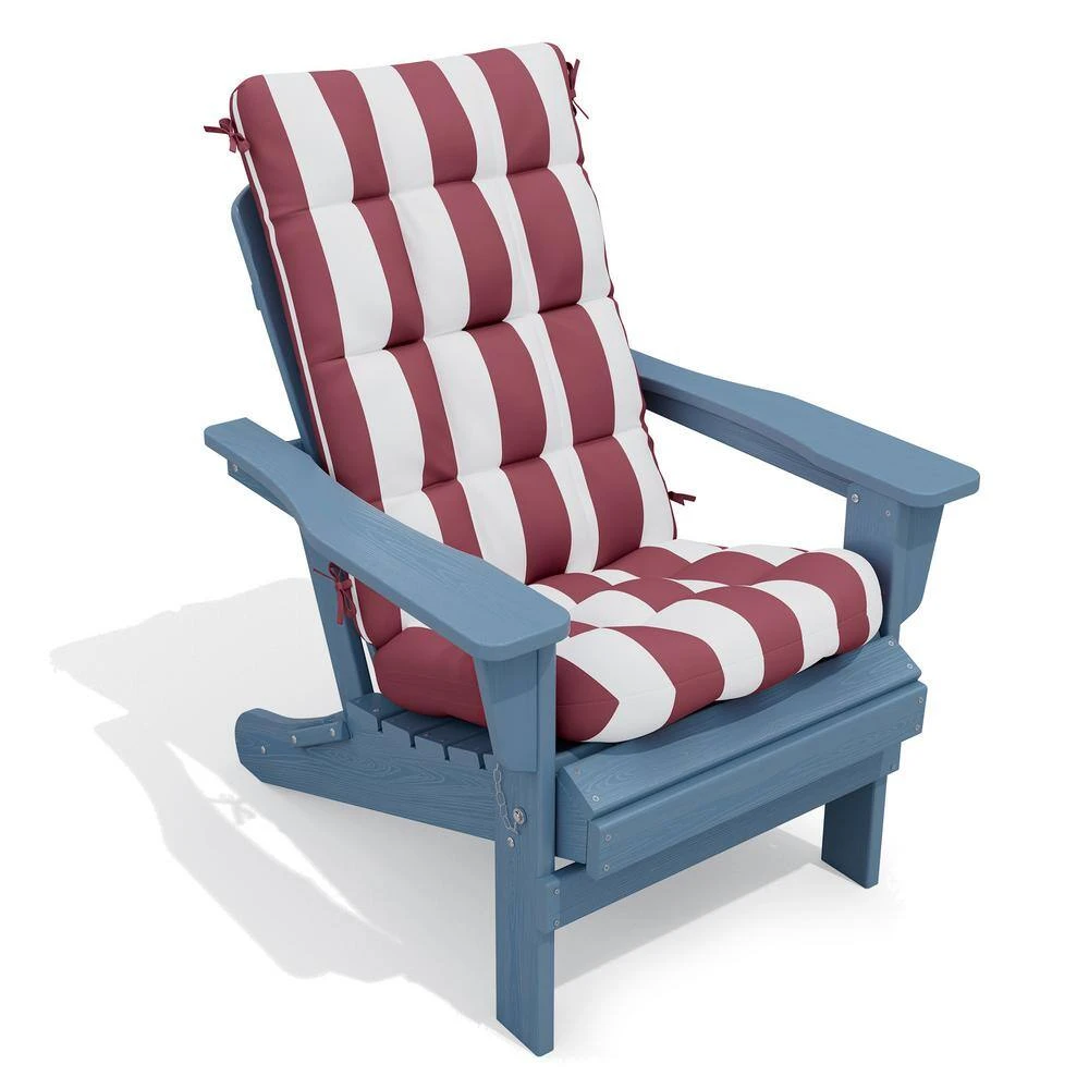19 In. X 47 In. X 4 In. Outdoor Olefin Modern Tufted Adirondack Chair Cushion In Red And White 6 19 In. X 47 In. X 4 In. Outdoor Olefin Modern Tufted Adirondack Chair Cushion In Red And White - Image 6
