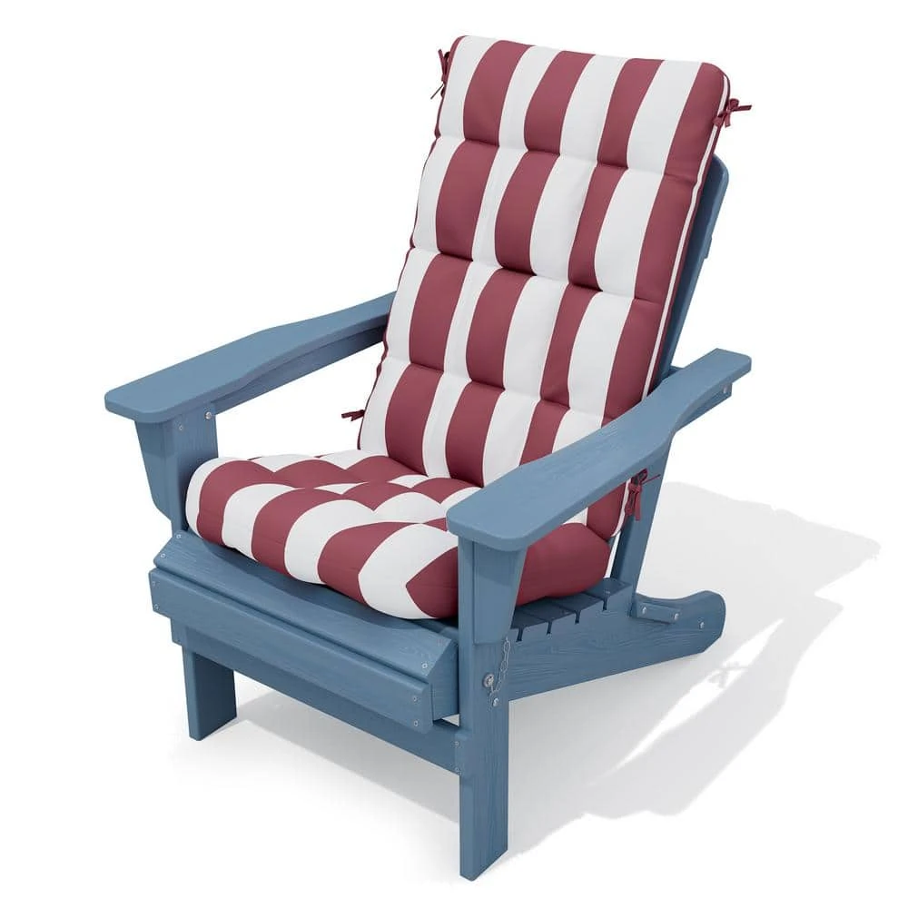 19 In. X 47 In. X 4 In. Outdoor Olefin Modern Tufted Adirondack Chair Cushion In Red And White 7 19 In. X 47 In. X 4 In. Outdoor Olefin Modern Tufted Adirondack Chair Cushion In Red And White - Image 7
