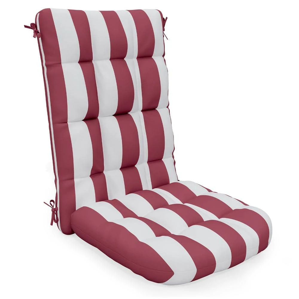19 In. X 47 In. X 4 In. Outdoor Olefin Modern Tufted Adirondack Chair Cushion In Red And White 1 19 In. X 47 In. X 4 In. Outdoor Olefin Modern Tufted Adirondack Chair Cushion In Red And White