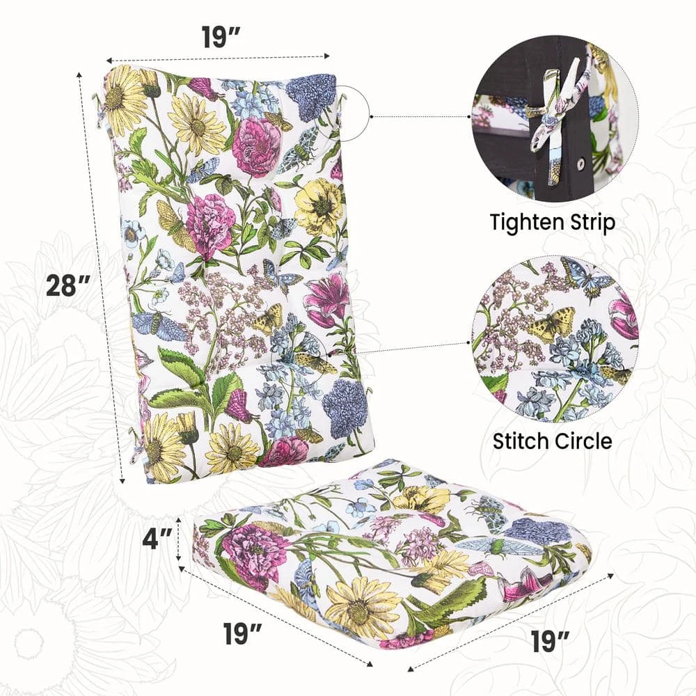 19 In. X 47 In. X 4 In. Outdoor Olefin Modern Tufted Adirondack Chair Cushion In White Pattern 3 19 In. X 47 In. X 4 In. Outdoor Olefin Modern Tufted Adirondack Chair Cushion In White Pattern - Image 3