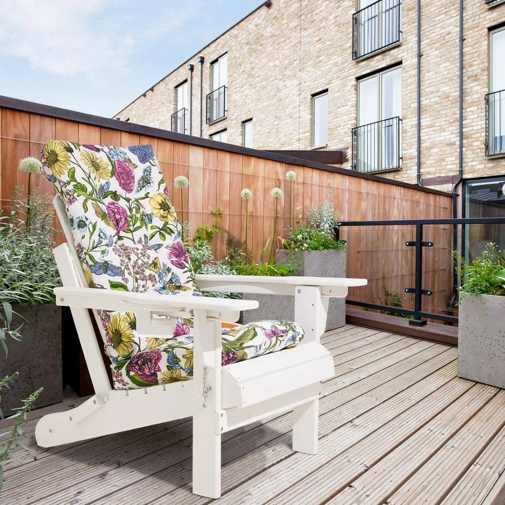 19 In. X 47 In. X 4 In. Outdoor Olefin Modern Tufted Adirondack Chair Cushion In White Pattern 4 19 In. X 47 In. X 4 In. Outdoor Olefin Modern Tufted Adirondack Chair Cushion In White Pattern - Image 4