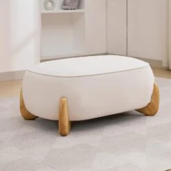 Modern Beige Velvet Accent Arm Chair With Ottoman -More Furniture Store beige jearey accent chairs 2ymty hd khaki 1f 1000