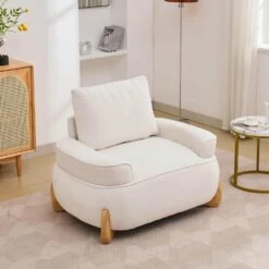 Modern Beige Velvet Accent Arm Chair With Ottoman -More Furniture Store beige jearey accent chairs 2ymty hd khaki 4f 1000