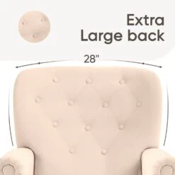 Lola Modern Upholstered Velvet Beige Accent Armchair With Extra Large Back And Wood Leg For Living Room Bedroom 11 Lola Modern Upholstered Velvet Beige Accent Armchair With Extra Large Back And Wood Leg For Living Room Bedroom -More Furniture Store beige jearey accent chairs e011gby beige c3 1000