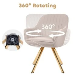 Modern Beige Brushed Velvet Swivel Accent Armchair With Metal Legs For Living -More Furniture Store beige jearey accent chairs e21zy hd bg 1f 1000