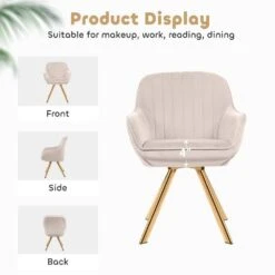 Modern Beige Brushed Velvet Swivel Accent Armchair With Metal Legs For Living -More Furniture Store beige jearey accent chairs e21zy hd bg 66 1000