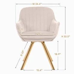 Modern Beige Brushed Velvet Swivel Accent Armchair With Metal Legs For Living -More Furniture Store beige jearey accent chairs e21zy hd bg c3 1000