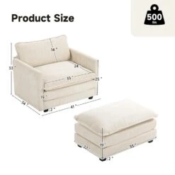 Modern Beige Corduroy Accent Armchair With Ottoman For Living -More Furniture Store beige jearey accent chairs e46sf 1 bg 66 1000