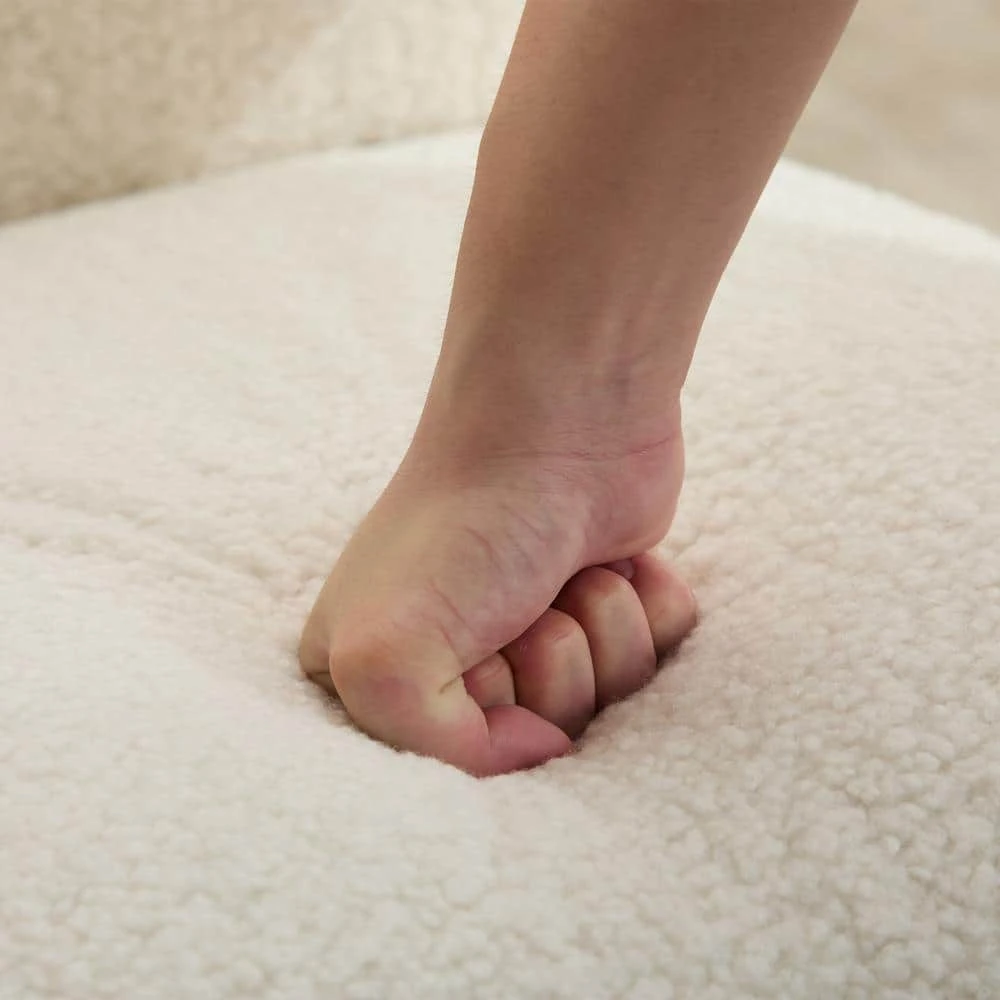 Modern Beige Adirondack Chair Interior Design Style Luxurious Lambswool Upholstered Accent Chair 4 Modern Beige Adirondack Chair Interior Design Style Luxurious Lambswool Upholstered Accent Chair - Image 4