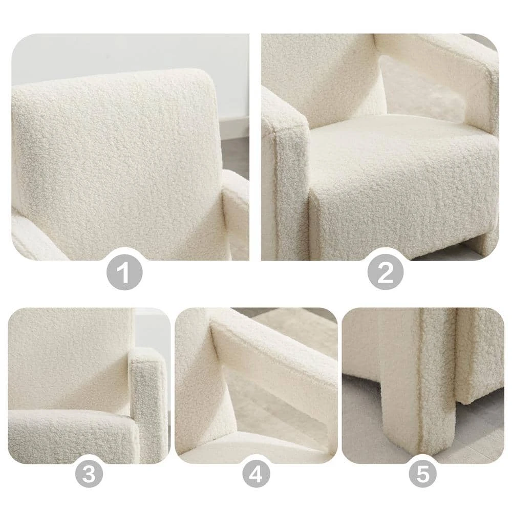 Modern Beige Adirondack Chair Interior Design Style Luxurious Lambswool Upholstered Accent Chair 7 Modern Beige Adirondack Chair Interior Design Style Luxurious Lambswool Upholstered Accent Chair - Image 7