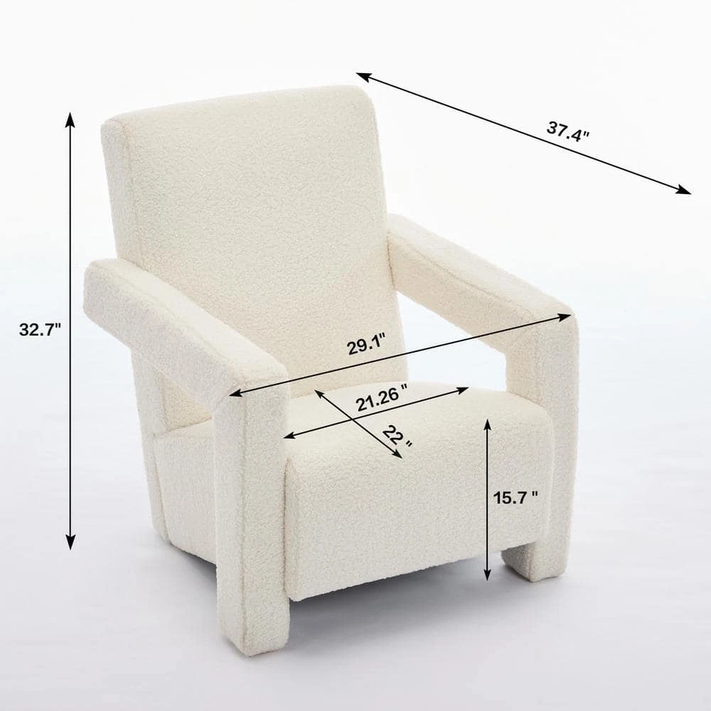 Modern Beige Adirondack Chair Interior Design Style Luxurious Lambswool Upholstered Accent Chair 2 Modern Beige Adirondack Chair Interior Design Style Luxurious Lambswool Upholstered Accent Chair - Image 2