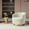 Nancy Modern 360° Swivel Beige Non-falling Velvet Fabric Barrel Accent Armchair For Bedroom Or Living Room
