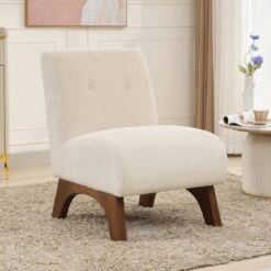 Modern Corduroy Solid Wood Beige Lounge Armless Chair 13 Modern Corduroy Solid Wood Beige Lounge Armless Chair -More Furniture Store beige jearey accent chairs xtdxr beige 31 1000