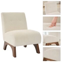 Modern Corduroy Solid Wood Beige Lounge Armless Chair 12 Modern Corduroy Solid Wood Beige Lounge Armless Chair -More Furniture Store beige jearey accent chairs xtdxr beige 44 1000