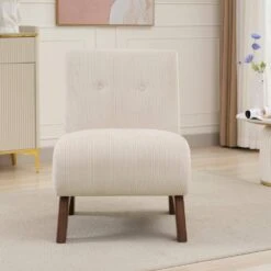 Modern Corduroy Solid Wood Beige Lounge Armless Chair 10 Modern Corduroy Solid Wood Beige Lounge Armless Chair -More Furniture Store beige jearey accent chairs xtdxr beige 4f 1000