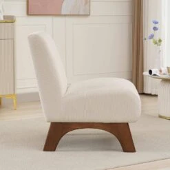 Modern Corduroy Solid Wood Beige Lounge Armless Chair 9 Modern Corduroy Solid Wood Beige Lounge Armless Chair -More Furniture Store beige jearey accent chairs xtdxr beige c3 1000