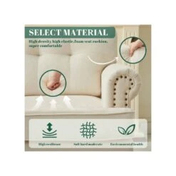 Modern Beige Chenille Upholstered Nailhead Trim Accent Arm Chair For Living Room -More Furniture Store beige jearey accent chairs xtld beige c3 1000