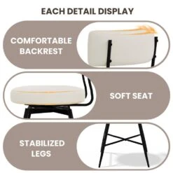 Peel PU 27 In. Swivel Beige Metal High Bar Stool (Set Of 2) -More Furniture Store beige jearey bar stools 27gby beige 1f 1000