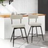 Peel PU 27 In. Swivel Beige Metal High Bar Stool (Set Of 2)