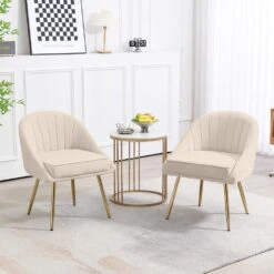 Biscuit Beige Upholstered Outdoor Dining Chair With Tufted Back (Set Of 2) -More Furniture Store beige jearey dining chairs e011 02sc bg 31 1000
