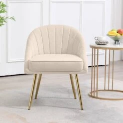 Biscuit Beige Upholstered Outdoor Dining Chair With Tufted Back (Set Of 2) -More Furniture Store beige jearey dining chairs e011 02sc bg c3 1000