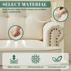 Modern 2-Piece Beige Chenille Loveseat And Sofa Living Room Set With Nailhead Trim And Rubberwood Legs -More Furniture Store beige jearey living room sets ldsf 23set beige 1f 1000