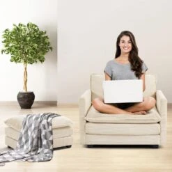 Modern Beige Corduroy Loveseat With Two Pillows For Living -More Furniture Store beige jearey loveseats e46sf 2 bg 31 1000