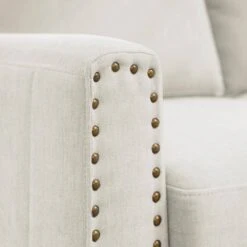Sanfe 57 In. Beige Solid Fabric 2-Seat Loveseat With Nailhead 11 Sanfe 57 In. Beige Solid Fabric 2-Seat Loveseat With Nailhead -More Furniture Store beige jearey loveseats sfrm 2 beige 1f 1000