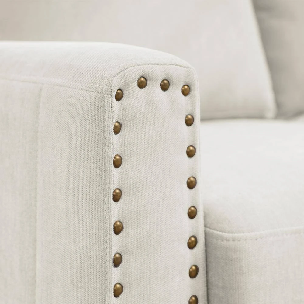 Sanfe 57 In. Beige Solid Fabric 2-Seat Loveseat With Nailhead 5 Sanfe 57 In. Beige Solid Fabric 2-Seat Loveseat With Nailhead - Image 5