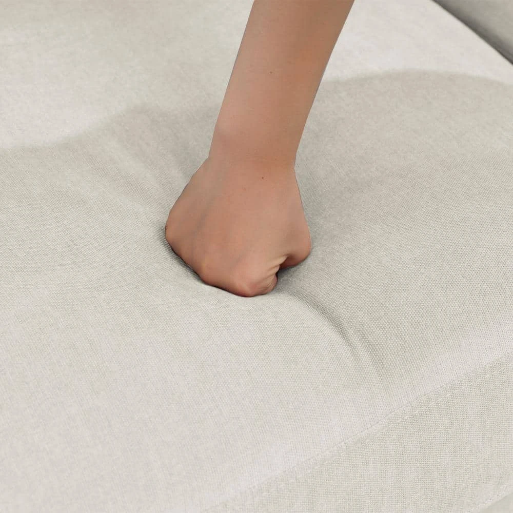 Sanfe 57 In. Beige Solid Fabric 2-Seat Loveseat With Nailhead 6 Sanfe 57 In. Beige Solid Fabric 2-Seat Loveseat With Nailhead - Image 6