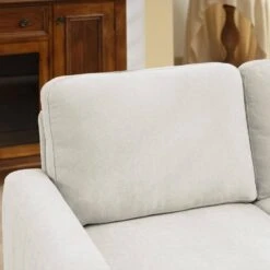 Sanfe 57 In. Beige Solid Fabric 2-Seat Loveseat With Nailhead 10 Sanfe 57 In. Beige Solid Fabric 2-Seat Loveseat With Nailhead -More Furniture Store beige jearey loveseats sfrm 2 beige 4f 1000