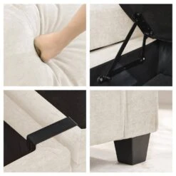 Modern 64.6 In Beige Chenille Storage Loveseat With Cup Holder And Ottoman For Living -More Furniture Store beige jearey loveseats xnecw 2 beige 1f 1000