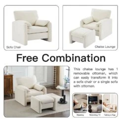 Beige Chenille Wood Comfort Outdoor Ottoman For Couch -More Furniture Store beige jearey ottomans e11 02xxy ny 31 1000