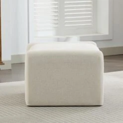 Beige Chenille Wood Comfort Outdoor Ottoman For Couch -More Furniture Store beige jearey ottomans e11 02xxy ny 4f 1000