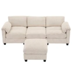 85.37 In. Corduroy Modular Rectangular Beige Sectional Sofa With Ottoman For Living Room And Spacious Space 16 85.37 In. Corduroy Modular Rectangular Beige Sectional Sofa With Ottoman For Living Room And Spacious Space -More Furniture Store beige jearey sectional sofas dxrzjsf4 beige 76 1000