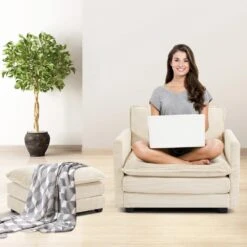 112 In. W 4-Piece Modern Straight Arm Corduroy Fabric L-Shaped Sectional Sofa With Ottoman In Beige 17 112 In. W 4-Piece Modern Straight Arm Corduroy Fabric L-Shaped Sectional Sofa With Ottoman In Beige -More Furniture Store beige jearey sectional sofas e46sf 3 bg 1f 1000