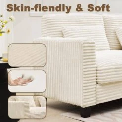 154 In. Corduroy Modular Rectangular Shaped Beige 4 Seat Sectional Sofa For Living Room And Spacious Space -More Furniture Store beige jearey sectional sofas lydtr 4 beige 44 1000