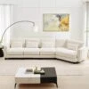 154 In. Corduroy Modular Rectangular Shaped Beige 4 Seat Sectional Sofa For Living Room And Spacious Space