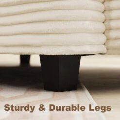 154 In. Corduroy Modular Rectangular Shaped Beige 4 Seat Sectional Sofa For Living Room And Spacious Space -More Furniture Store beige jearey sectional sofas lydtr 4 beige 76 1000