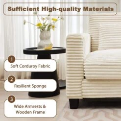 154 In. Corduroy Modular Rectangular Shaped Beige 4 Seat Sectional Sofa For Living Room And Spacious Space -More Furniture Store beige jearey sectional sofas lydtr 4 beige fa 1000