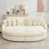 100.78 In. Beige Corduroy Detachable Sofa With Eight Pillows