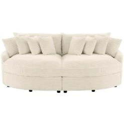 100.78 In. Beige Corduroy Detachable Sofa With Eight Pillows -More Furniture Store beige jearey sectional sofas qexdxr y beige fa 1000
