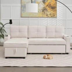 82.3 In. Beige Multi-functional Fabric Queen Size Sofa Bed With Cup Holder USB Port And Side Pockets 19 82.3 In. Beige Multi-functional Fabric Queen Size Sofa Bed With Cup Holder USB Port And Side Pockets -More Furniture Store beige jearey sofa beds rmlc beige 31 1000