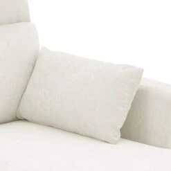 89 In. Square Arm Fabric L Shape Sectional Sofa With Chaise Lounge And Pillow In Beige -More Furniture Store beige jearey sofas couches xne 1 beige 44 1000