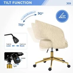 Beige Modern Swivel And Adjustable Task Chair Tufted Office Chair With Gold Base 14 Beige Modern Swivel And Adjustable Task Chair Tufted Office Chair With Gold Base -More Furniture Store beige jearey task chairs e31bgy hd ye 1f 1000