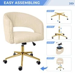 Beige Modern Swivel And Adjustable Task Chair Tufted Office Chair With Gold Base 15 Beige Modern Swivel And Adjustable Task Chair Tufted Office Chair With Gold Base -More Furniture Store beige jearey task chairs e31bgy hd ye 44 1000